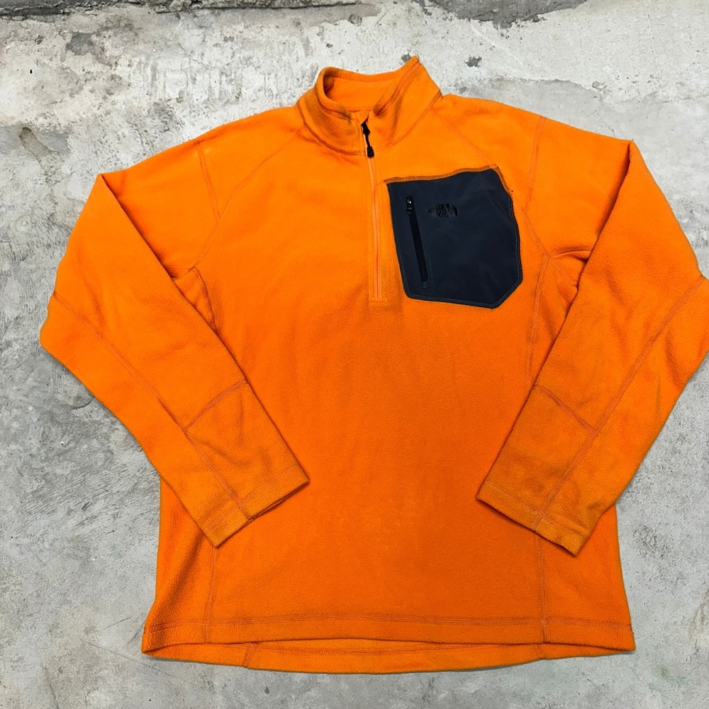 The North‎ Face Mens Fleece Pullover Jacket Orange Medium Quarter Zip